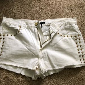 White studded shorts